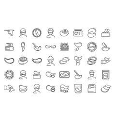 Eye Patches Icons Set Outline Cream