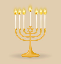 Gold Ganukkah Menorah For Seven Candles