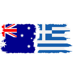 Greece And Australia Grunge Flags Connection