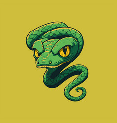 Green Snake Crawling Character Logo Mascot Badge