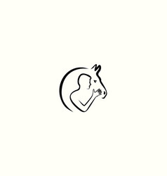 Line Art Horse And Human Logo