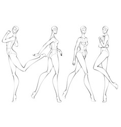 Fashion Figure Ten Heads Design Template Croquis