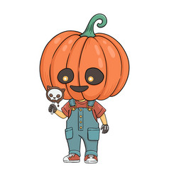 Halloween Jack O Lantern Boy With Ice Cream