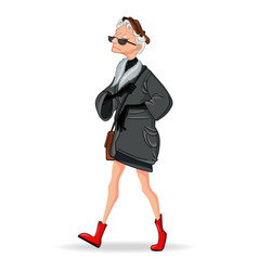 Old Lady Fashion Dressed Cartoon Character