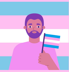 Transgender Man With Pride Flag Concept