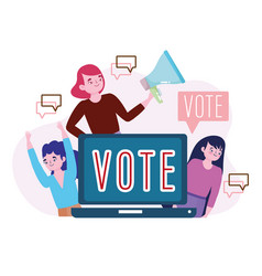 Young Women Advertising Vote Online Election White