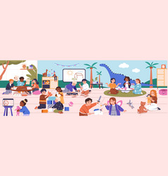 Children Playing Together In Kindergarten Happy