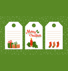 Merry Christmas Gift Tags Set Winter Holidays