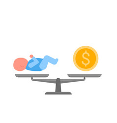 Scales In Balance Child And Gold Money Icon Baby