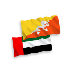 Flags Of Kingdom Of Bhutan And United Arab