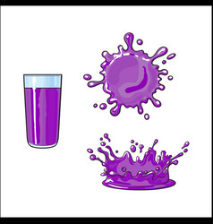 Glass Cup Of Purple Fruit Juice Splash