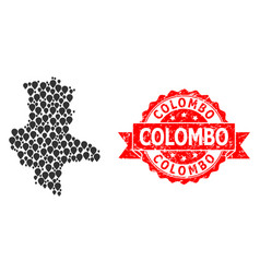 Distress Colombo Stamp And Mark Mosaic Map