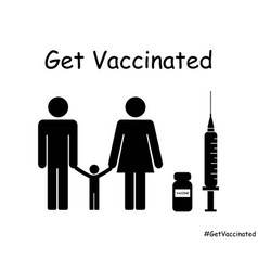 Get Vaccinated Stick Figure Man Woman Child Family