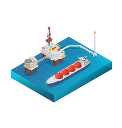 Isometric Large Offshore Oil Rig Drilling Platform