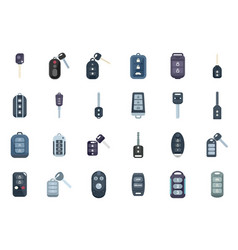 Smart Car Key Icons Set Flat Driver Mobile