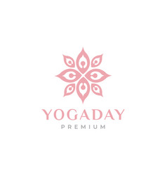 Women Yoga Group With Flower Logo Design Graphic