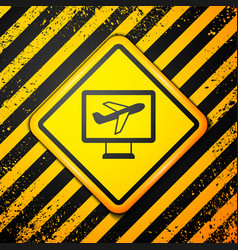 Black Plane Icon Isolated On Yellow Background