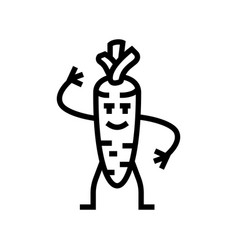 Carrot Vegetable Character Line Icon