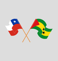 Crossed And Waving Flags Of Chile And Sao Tome