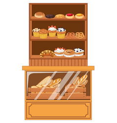 Bakery Showcase With Pastry Products