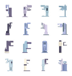 Mammography Machine Icons Set Flat