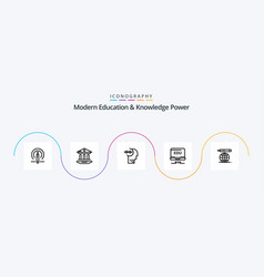 Modern Education And Knowledge Power Line 5 Icon