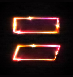 Neon Frame On Black Brick Wall Marquee Sign