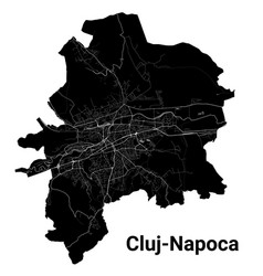 Black Cluj-napoca City Map Administrative Area