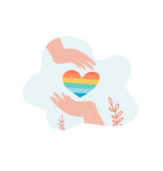 Hands Holding Rainbow Heart