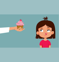 Little Girl Craving Dessert Cartoon