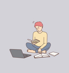 Man Study With Books And Laptop