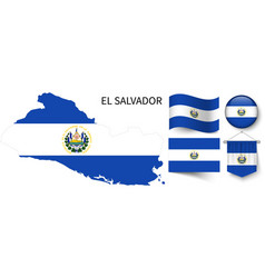 Map Of El Salvador Various Flags