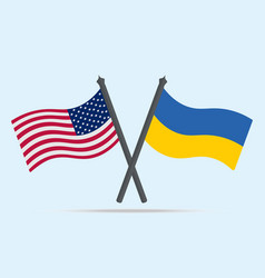 Flags Of Ukraine And The Usa In A Flat Style