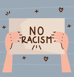 Hand With No Racism Banner