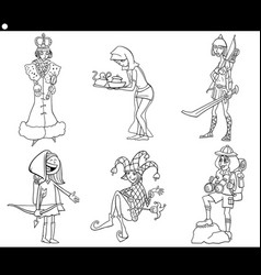 Cartoon Woman Comic Characters Set Coloring Page