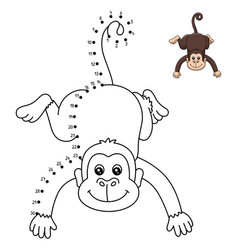 Dot To Dot Monkey Isolated Coloring Page For Kids