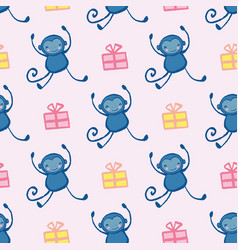 Monkey Gift Seamless Pattern