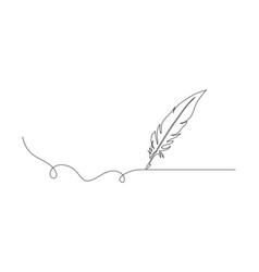 One Continuous Line Drawing Of Bird Feather