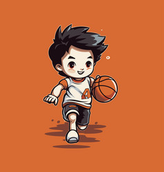 Cute Boy Playing Basketball