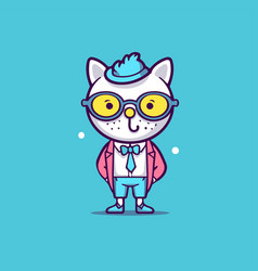 Funny Cartoon Cat With Glasses And Bow Tie