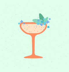 Margarita Glass With Mint And Flower For Event