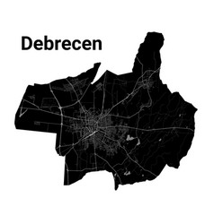 Black Debrecen City Map Administrative Area