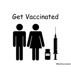 Get Vaccinated Stick Figure Man Woman Couple Eps