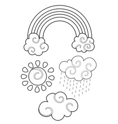 Sky Rainbow Cloud Sun Coloring Pages