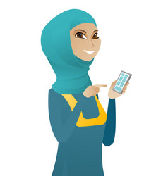 Young Muslim Business Woman Holding Mobile Phone