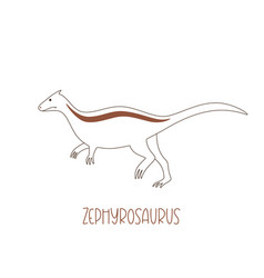 Cute Doodle Dinosaur Zephyrosaurus In Outline