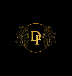 Golden Floral Letter D And F Logo Icon Luxury