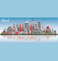 Poland City Skyline With Gray Buildings Blue Sky