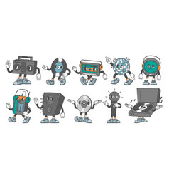 Retro Music Characters Disco Ball Mascot Vinyl