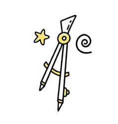 Compass Clipart Doodle In Line Style